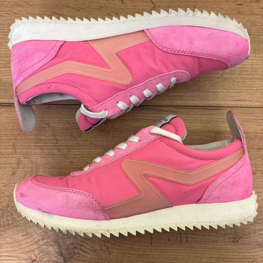 RAG & BONE Retro Runner Lace Up Low Top Sneaker Neon Pink Women Size 38.5 Sporty